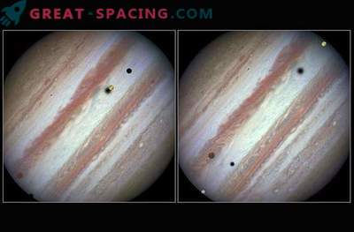 Hubble a realizat o imagine uimitoare a tranzitului a trei sateliți ai lui Jupiter