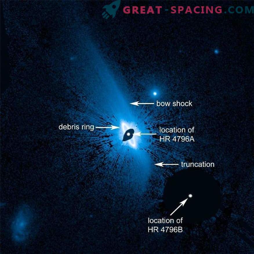 Sistemul de scară a materialului praf în jurul stelei HR 4796A