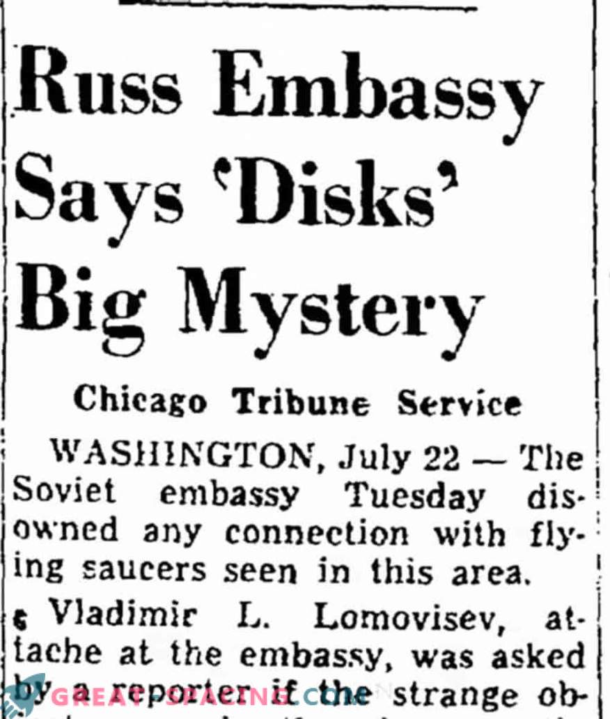 Așa cum sa descris în 1952 obiecte neidentificate deasupra Washingtonului. Articole de ziar