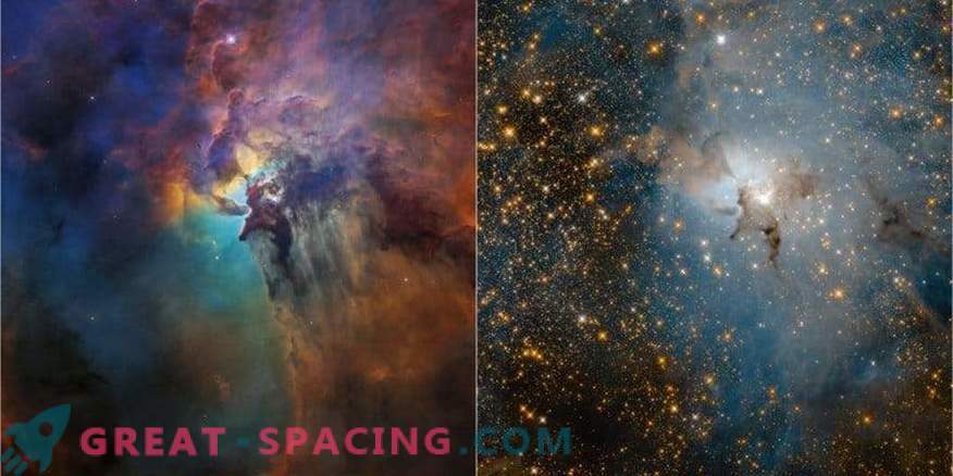 Două vederi Hubble ale unei grădinițe de stele