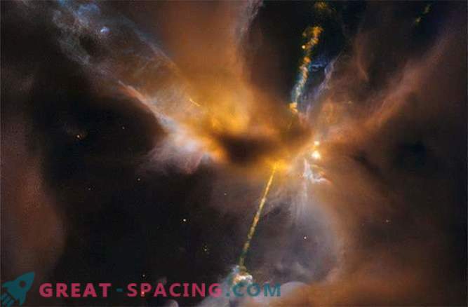 Un sabre laser de Star Warriors brillant dans un nuage moléculaire